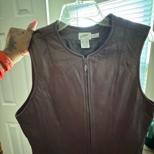 Women's Sleeveless Leather Top - Brown